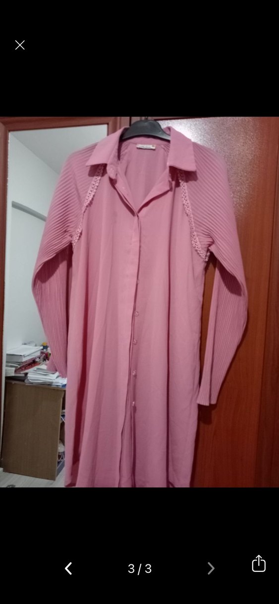 Pembe Pilili Uzun Kollu Kadın Tunik - Görsel 2