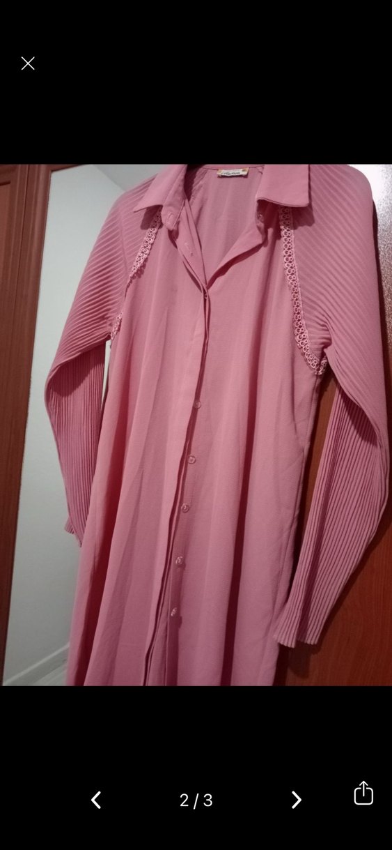 Pembe Pilili Uzun Kollu Kadın Tunik - Görsel 3