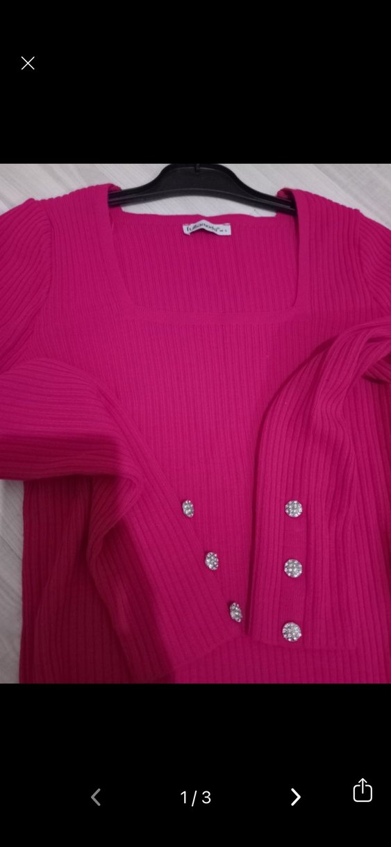 Pembe Kadın Triko Kare Yaka Kazak - Görsel 3