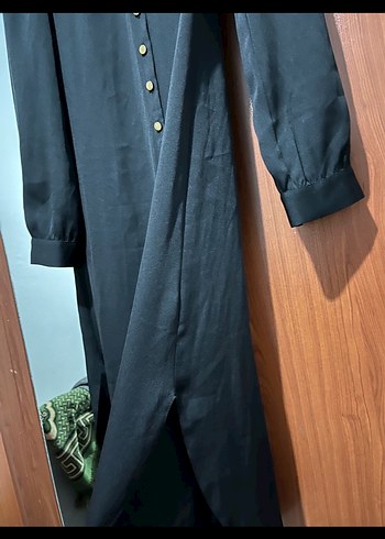 Düğmeli Uzun Kollu Siyah Ofis Tunik - Görsel 2