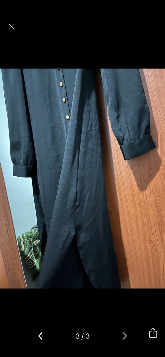 Düğmeli Uzun Kollu Siyah Ofis Tunik - Görsel 2