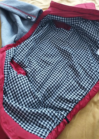 kırmızı koton mont - Görsel 7