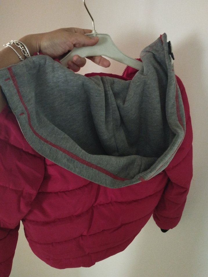 kırmızı koton mont - Görsel 3