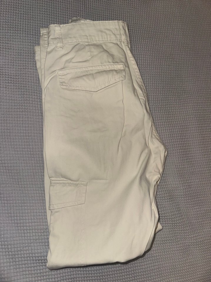 Pull&Bear Cargo Beyaz Pantalon Kadın - Görsel 2