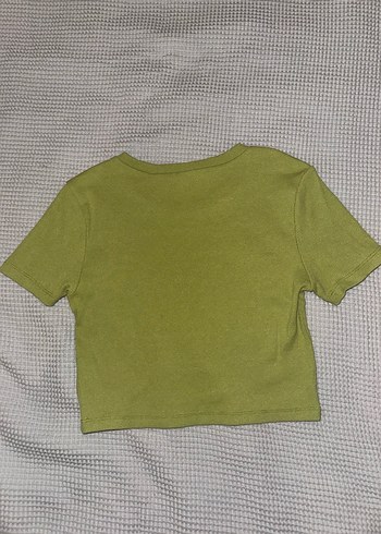 Koton xs Yeşil Kısa Kollu Basic Crop - Görsel 2