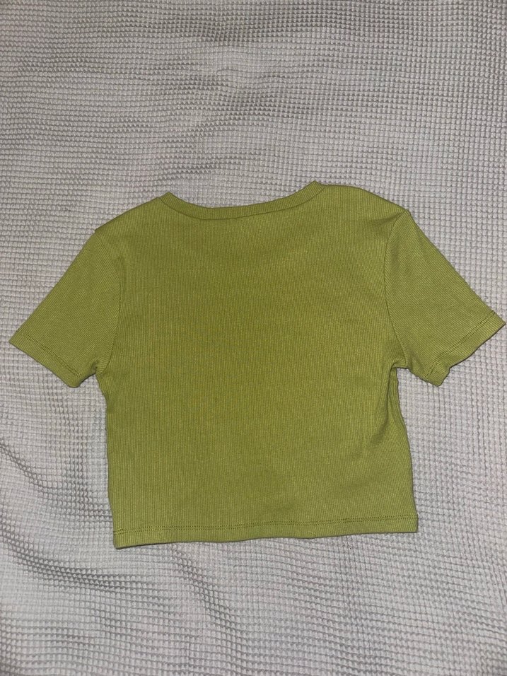 Koton xs Yeşil Kısa Kollu Basic Crop - Görsel 2