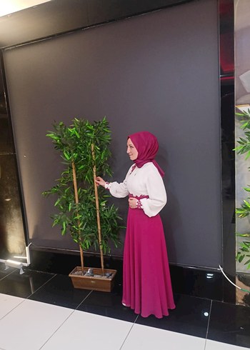 Uzun Kollu mor Bohem Tesettür Abiye - Görsel 2