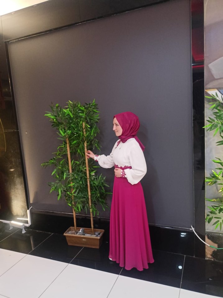 Uzun Kollu mor Bohem Tesettür Abiye - Görsel 2