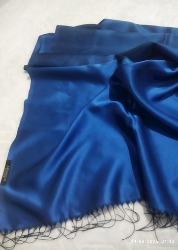 Parlak Mavi Kadın tafta Şal
