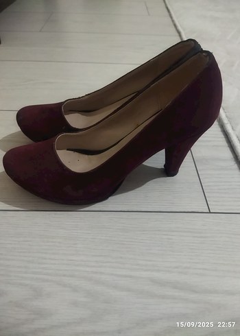 37 Beden Bordo Süet Stiletto Kadın Topuklu Ayakkabı