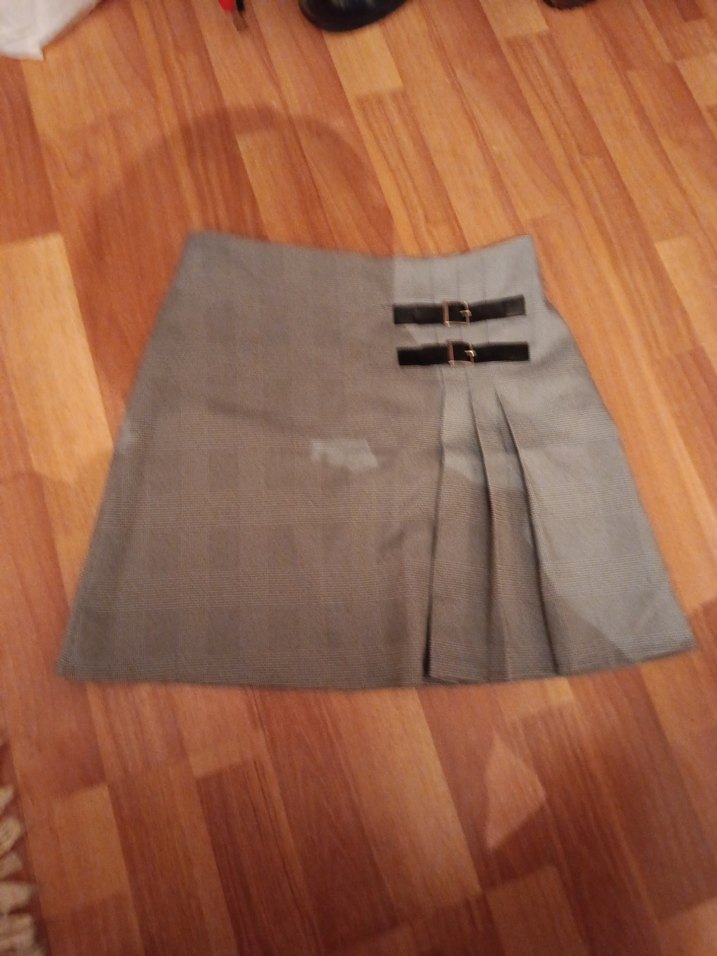 Kemer Detaylı Gri Mini Etek - Görsel 2