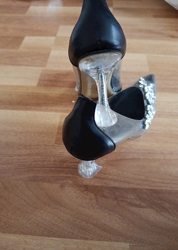 Diger Siyah Çiçek Desenli Stiletto Kadın Abiye Ayakkabı - Görsel 7