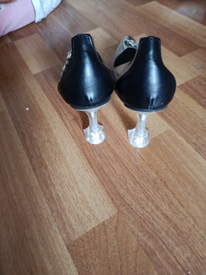 Diger Siyah Çiçek Desenli Stiletto Kadın Abiye Ayakkabı - Görsel 3