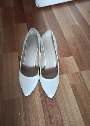 Beyaz Stiletto Topuklu Kadın Abiye Ayakkabı - Görsel 7