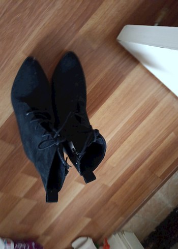 37 Beden Siyah Süet Gotik Kadın Botları