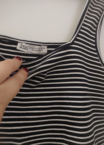 40 Beden Kadın Çizgili Kolsuz Bluz