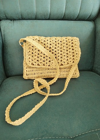 Bej Örgü Dantel Detaylı Kadın Çanta - Görsel 3