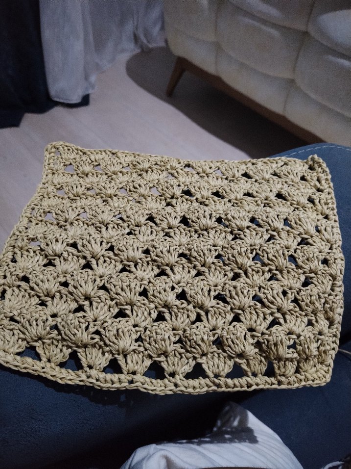 Bej Örgü Kadın Çanta Dantel Detaylı - Görsel 2