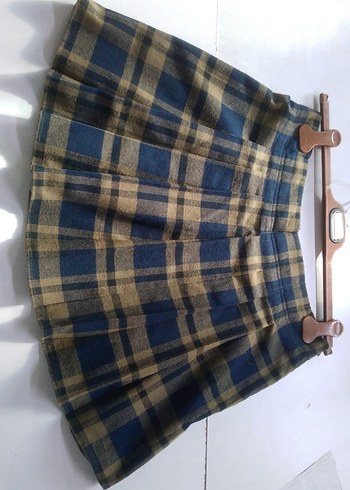 Kahverengi Pilili Midi Yün Etek - Görsel 3