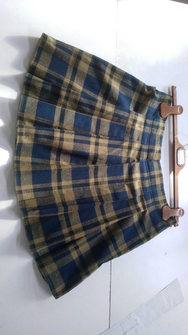 Kahverengi Pilili Midi Yün Etek - Görsel 3