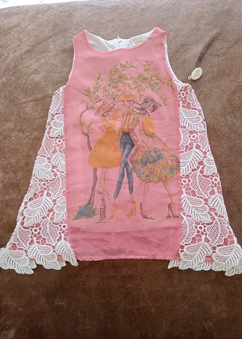 Kız Çocuk Pullu Baskılı elbise modelleri - Görsel 2