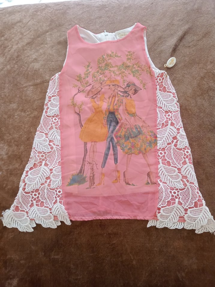 Kız Çocuk Pullu Baskılı elbise modelleri - Görsel 2