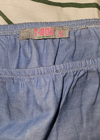 T-box Mavi Kısa Kollu Hamile Gömleği/ Spor Mavi Denim Straplez Elbise