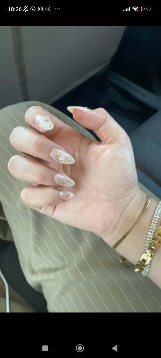 Bej Taşlı takma tırnak set - Görsel 2