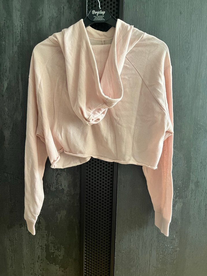 Kapüşonlu Kısa Kesim Sweatshirt - Görsel 3