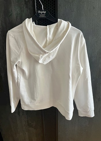 Beyaz Kapüşonlu Kadın Sweatshirt - Görsel 3