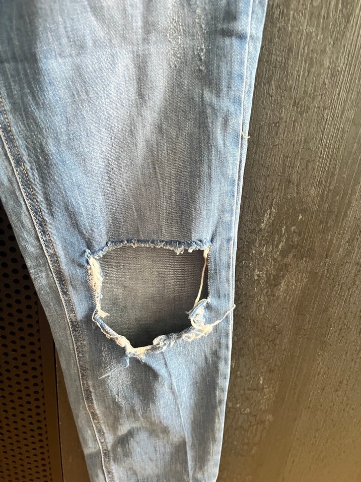 Kadın Yırtık Bol Kesim Denim Pantolon - Görsel 3