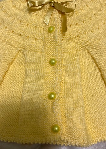 Sarı Örgü Kolsuz Bebek yeleği. - Görsel 3