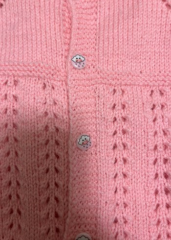Kız Bebek Pembe Örgü Kolsuz yelek. - Görsel 4