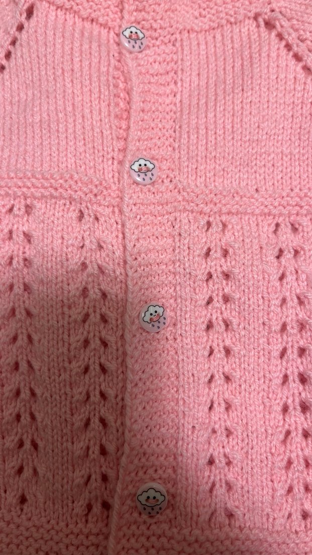 Kız Bebek Pembe Örgü Kolsuz yelek. - Görsel 4