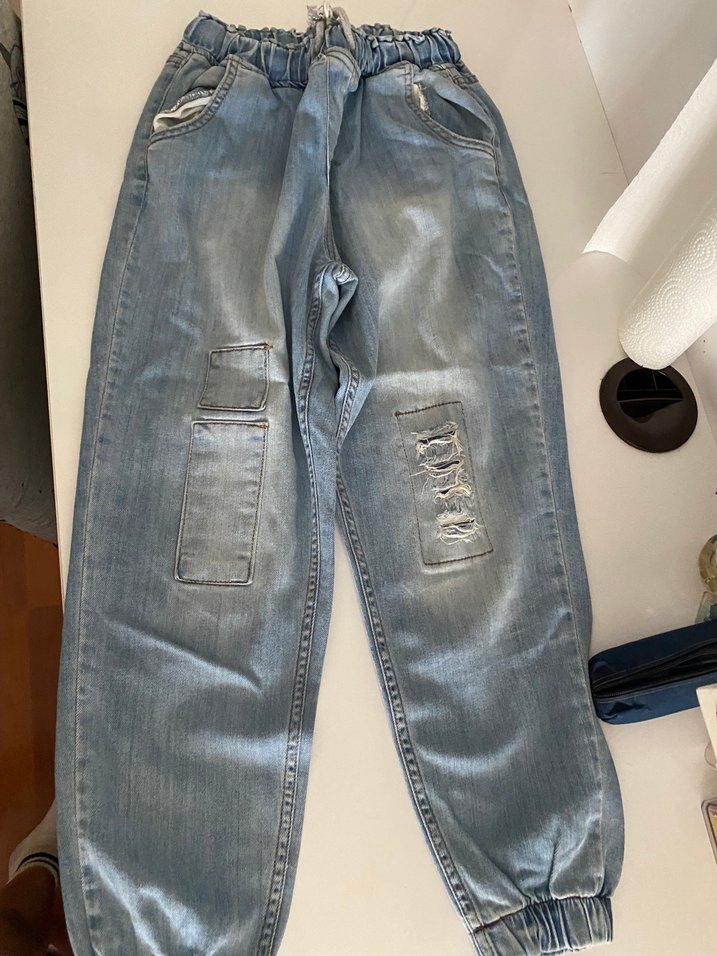 Gri Rahat Kesim Kadın Kot Pantolon - Görsel 2