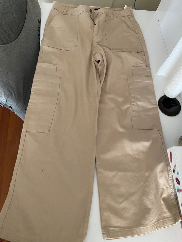 Bej Rahat Kesim Kadın Kumaş Pantolon - Görsel 2