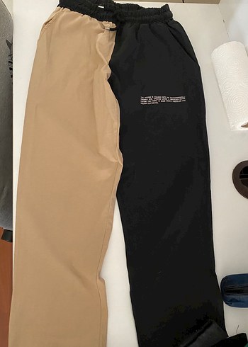 Bej-Siyah Rahat Kesim Kadın Kumaş Pantolon - Görsel 3