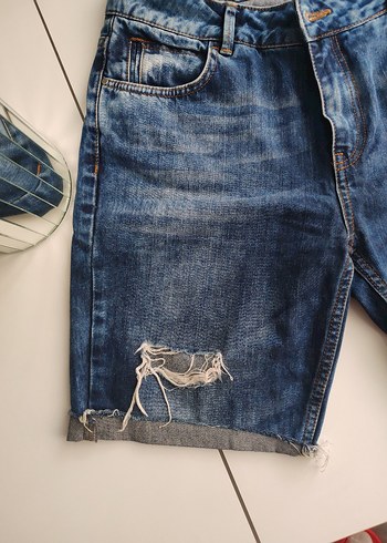 38 Beden Kadın Renkli Mavi Denim Şort