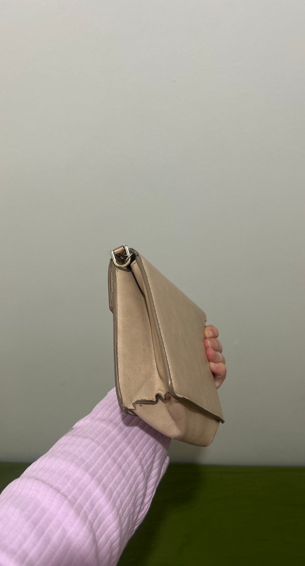 Bej Deri Kadın Çanta Minimalist Tasarım - Görsel 3