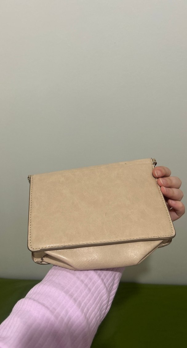 Bej Deri Kadın Çanta Minimalist Tasarım - Görsel 2