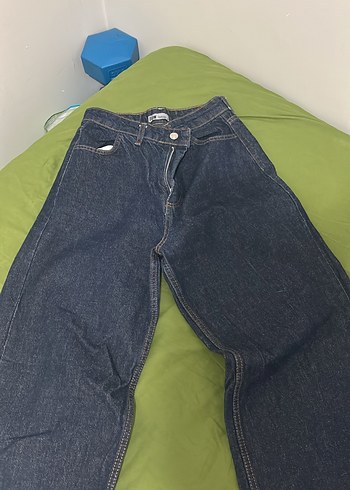 Kadın Koyu Mavi Bol Kesim Denim Pantolon - Görsel 2