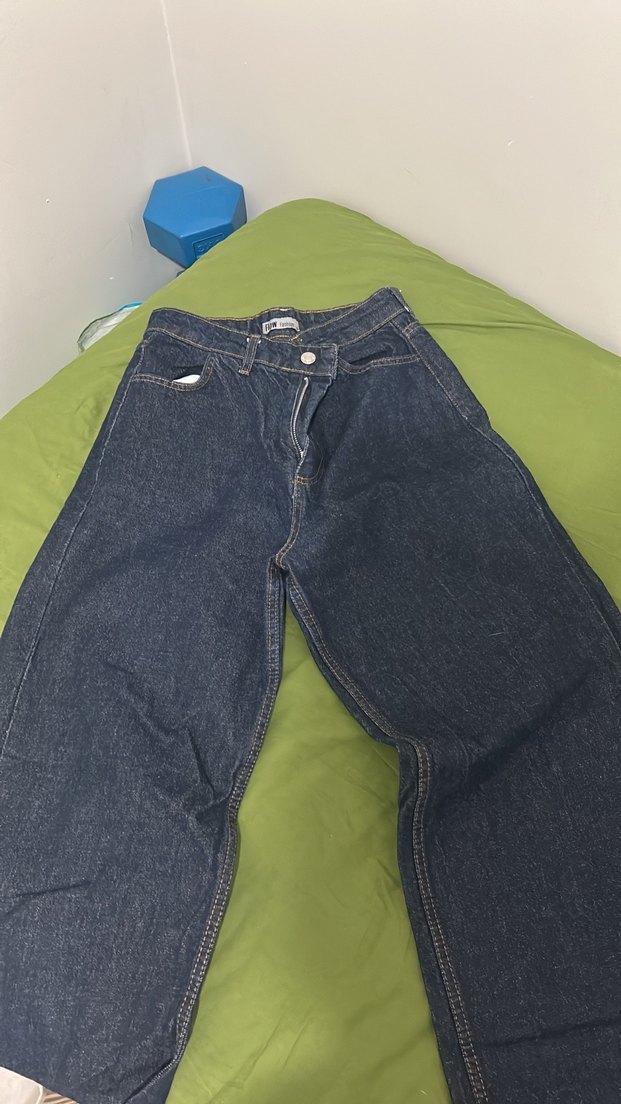 Kadın Koyu Mavi Bol Kesim Denim Pantolon - Görsel 2