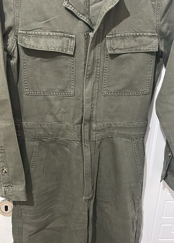 Kadın Haki Uzun Kollu Kemerli Tulum - Görsel 5