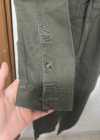 Kadın Haki Uzun Kollu Kemerli Tulum - Görsel 8