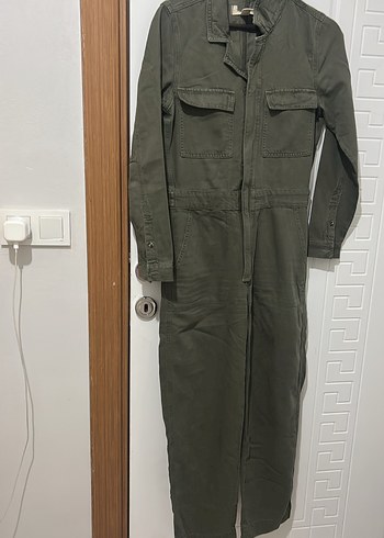 Kadın Haki Uzun Kollu Kemerli Tulum - Görsel 2