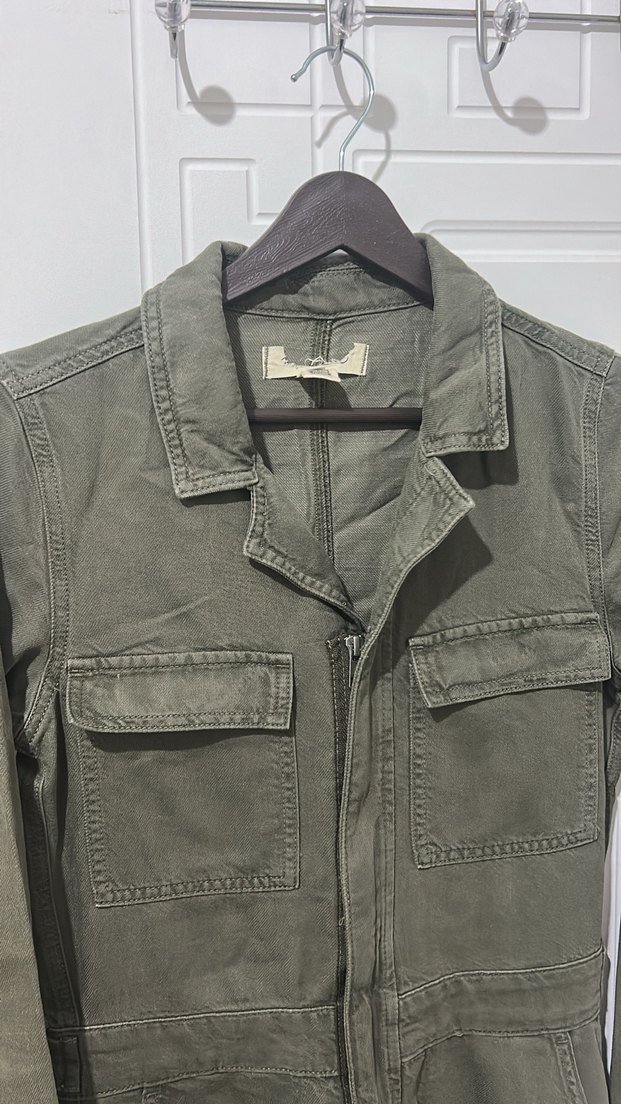 Kadın Haki Uzun Kollu Kemerli Tulum - Görsel 3