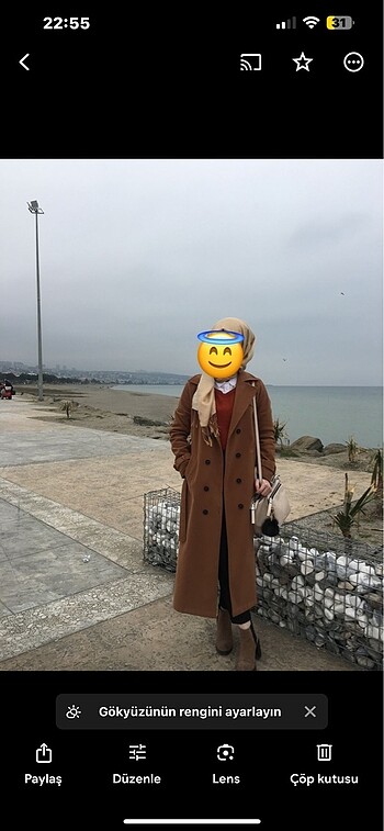 Diğer Kahverengi uzun kaşe kaban