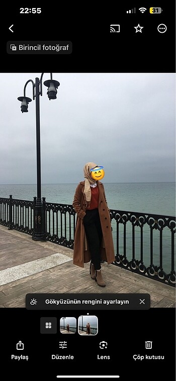 s Beden Kahverengi uzun kaşe kaban