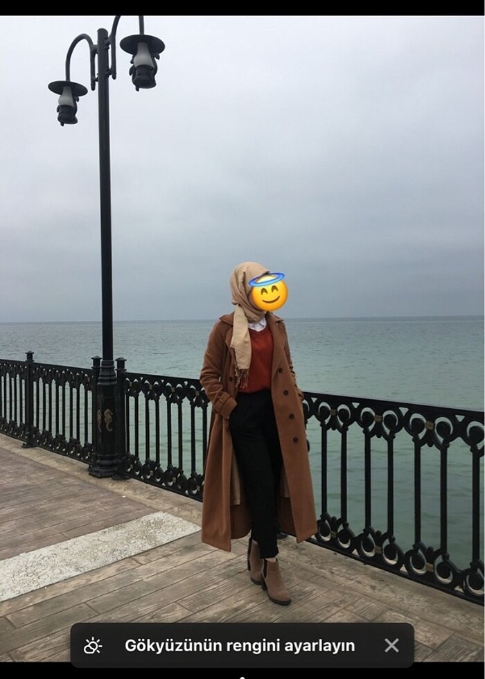 Kahverengi uzun kaşe kaban - Görsel 3