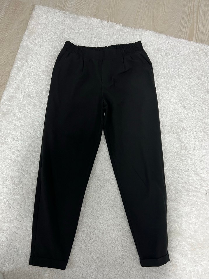 Siyah Kadın Pamuklu Rahat Kesim Pantolon - Görsel 2